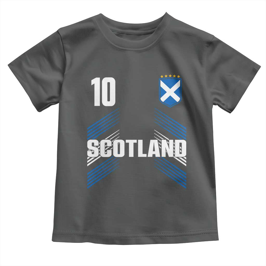 Scotland Soccer Sports Graphic Number 10 Jersey Style Toddler T Shirt Proud Scottish Football Fans Game Day Pride TS02 Dark Heather Print Your Wear