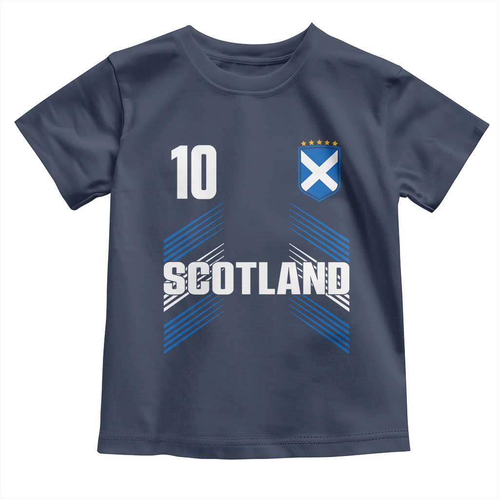 Scotland Soccer Sports Graphic Number 10 Jersey Style Toddler T Shirt Proud Scottish Football Fans Game Day Pride TS02 Navy Print Your Wear
