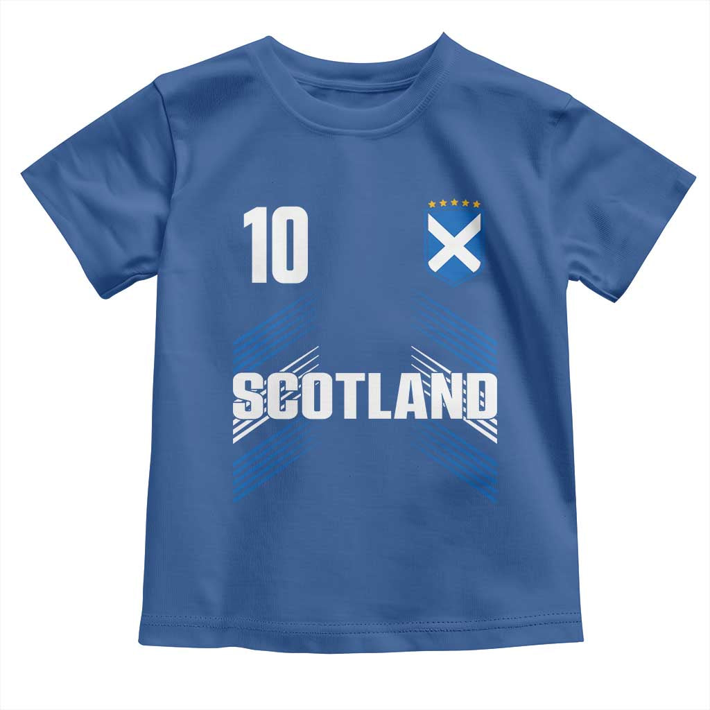 Scotland Soccer Sports Graphic Number 10 Jersey Style Toddler T Shirt Proud Scottish Football Fans Game Day Pride TS02 Royal Blue Print Your Wear