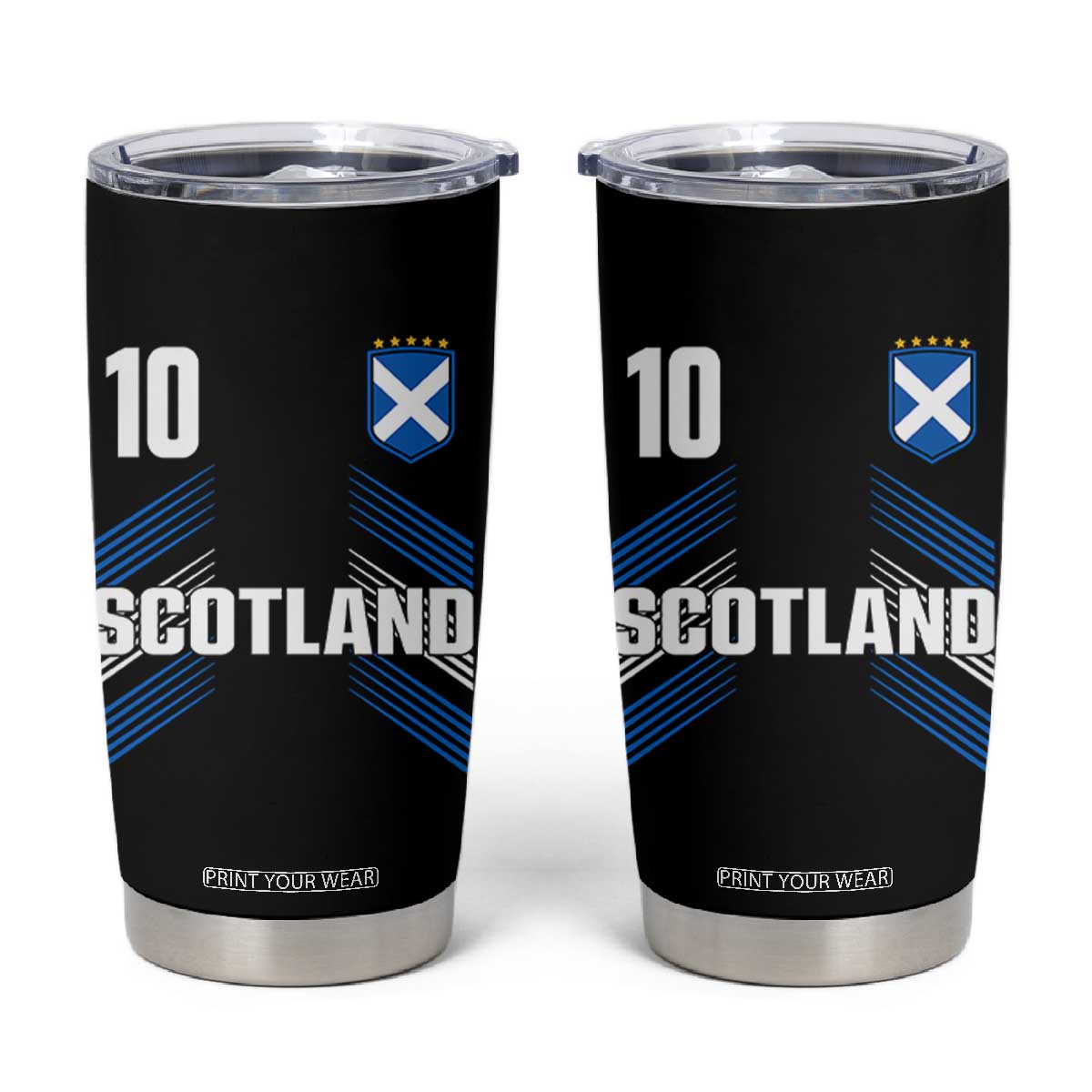 Scotland Soccer Sports Graphic Number 10 Jersey Style Tumbler Cup Proud Scottish Football Fans Game Day Pride TS02 Black Print Your Wear