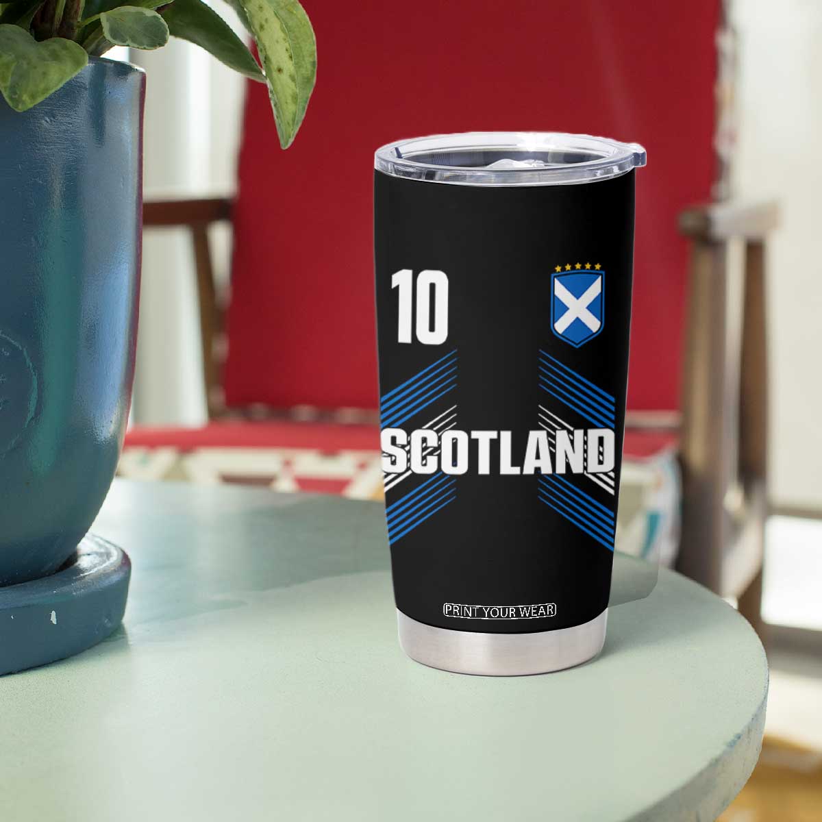 Scotland Soccer Sports Graphic Number 10 Jersey Style Tumbler Cup Proud Scottish Football Fans Game Day Pride TS02 Print Your Wear