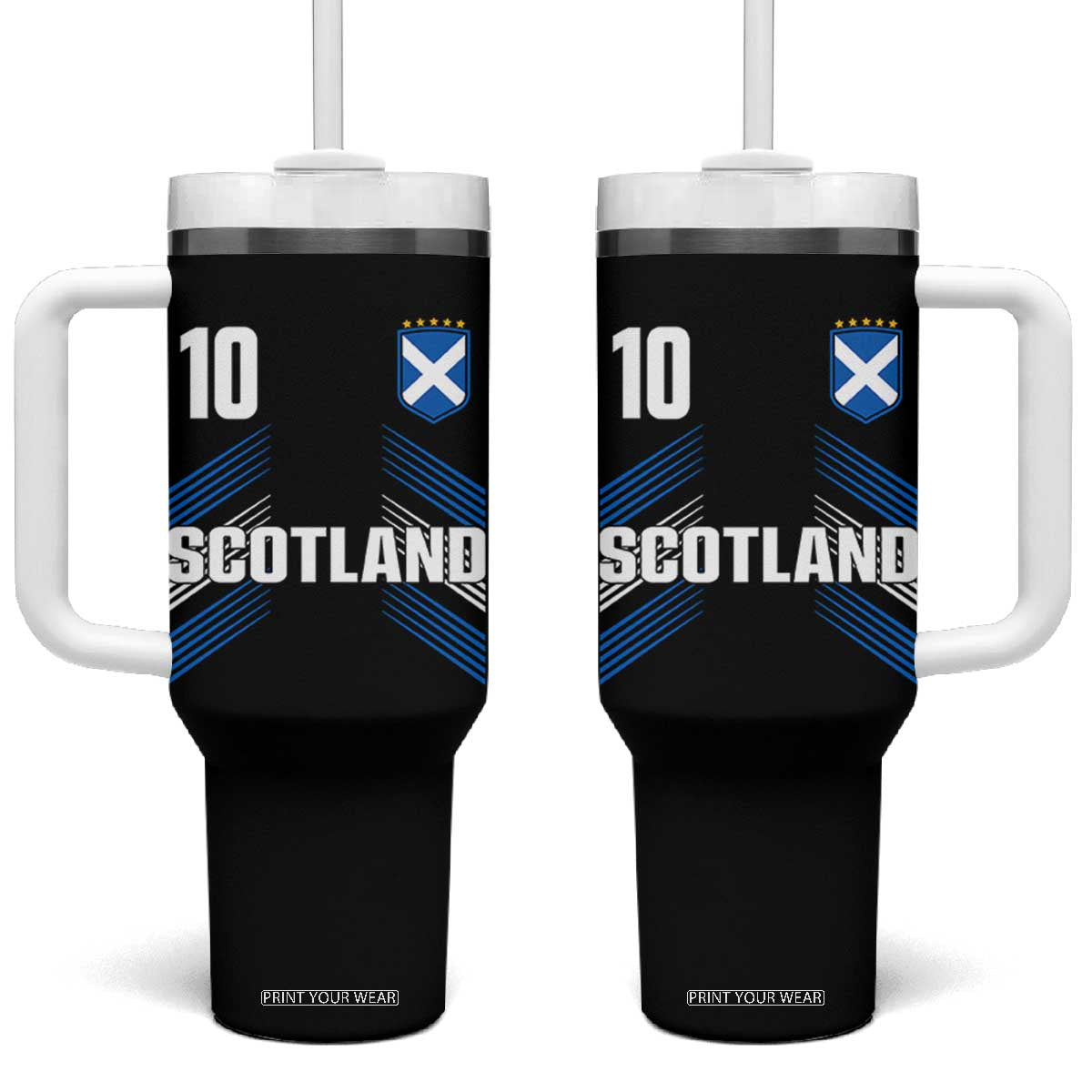Scotland Soccer Sports Graphic Number 10 Jersey Style Tumbler With Handle Proud Scottish Football Fans Game Day Pride TS02 One Size: 40 oz Black Print Your Wear