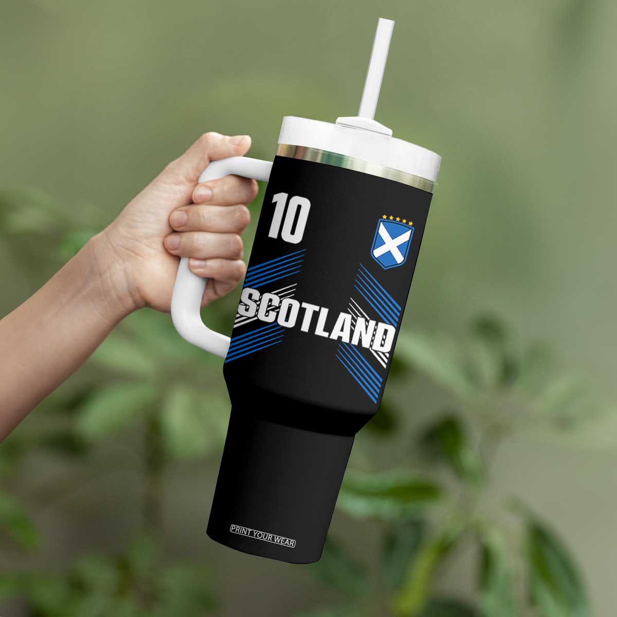 Scotland Soccer Sports Graphic Number 10 Jersey Style Tumbler With Handle Proud Scottish Football Fans Game Day Pride TS02 Print Your Wear