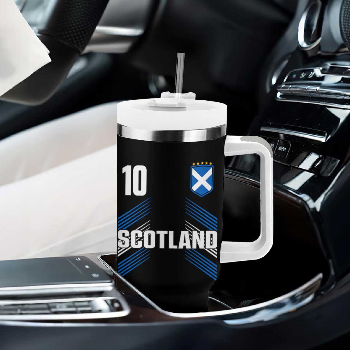 Scotland Soccer Sports Graphic Number 10 Jersey Style Tumbler With Handle Proud Scottish Football Fans Game Day Pride TS02 Print Your Wear