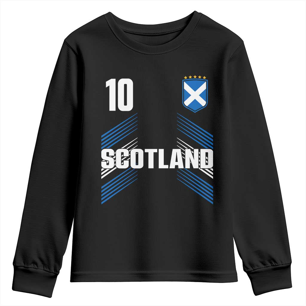 Scotland Soccer Sports Graphic Number 10 Jersey Style Youth Sweatshirt Proud Scottish Football Fans Game Day Pride TS02 Black Print Your Wear