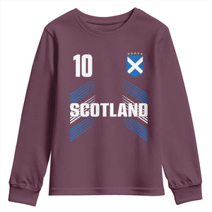 Scotland Soccer Sports Graphic Number 10 Jersey Style Youth Sweatshirt Proud Scottish Football Fans Game Day Pride TS02 Maroon Print Your Wear