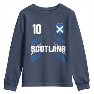 Scotland Soccer Sports Graphic Number 10 Jersey Style Youth Sweatshirt Proud Scottish Football Fans Game Day Pride TS02 Navy Print Your Wear