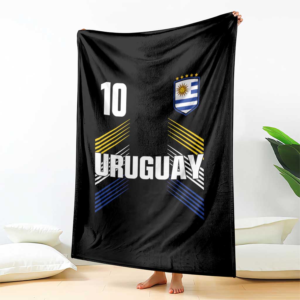 Uruguay Soccer Sports Graphic Number 10 Jersey Style Throw Blanket Proud Uruguayan Football Fans Game Day Pride TS02 Print Your Wear
