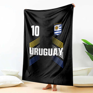 Uruguay Soccer Sports Graphic Number 10 Jersey Style Throw Blanket Proud Uruguayan Football Fans Game Day Pride TS02 Print Your Wear