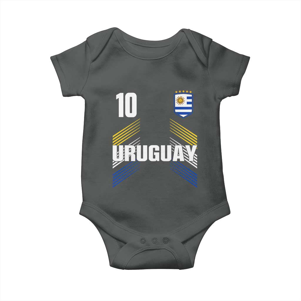 Uruguay Soccer Sports Graphic Number 10 Jersey Style Baby Onesie Proud Uruguayan Football Fans Game Day Pride TS02 Dark Heather Print Your Wear