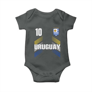 Uruguay Soccer Sports Graphic Number 10 Jersey Style Baby Onesie Proud Uruguayan Football Fans Game Day Pride TS02 Dark Heather Print Your Wear