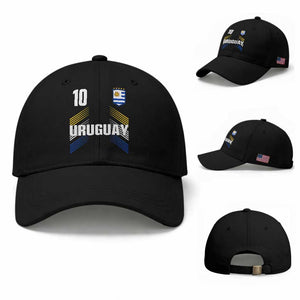 Uruguay Soccer Sports Graphic Number 10 Jersey Style Baseball Cap Proud Uruguayan Football Fans Game Day Pride TS02 Baseball Cap Universal Fit Black Print Your Wear