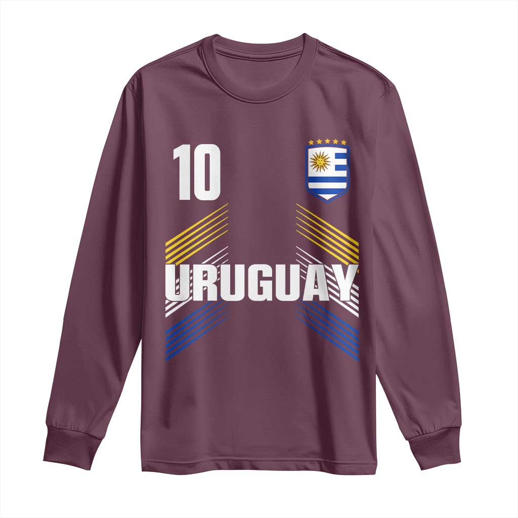 Uruguay Soccer Sports Graphic Number 10 Jersey Style Long Sleeve Shirt Proud Uruguayan Football Fans Game Day Pride TS02 Maroon Print Your Wear