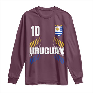 Uruguay Soccer Sports Graphic Number 10 Jersey Style Long Sleeve Shirt Proud Uruguayan Football Fans Game Day Pride TS02 Maroon Print Your Wear