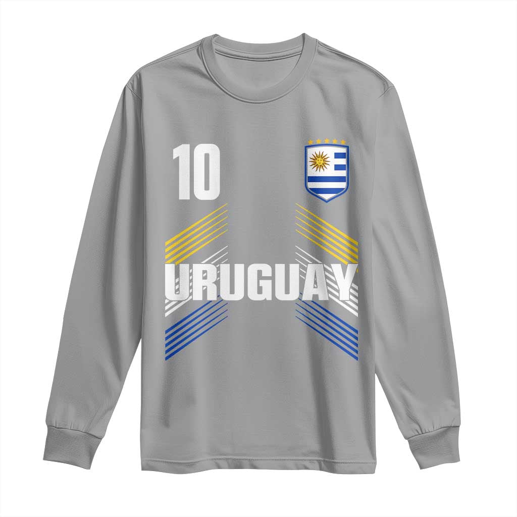 Uruguay Soccer Sports Graphic Number 10 Jersey Style Long Sleeve Shirt Proud Uruguayan Football Fans Game Day Pride TS02 Sport Gray Print Your Wear