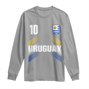 Uruguay Soccer Sports Graphic Number 10 Jersey Style Long Sleeve Shirt Proud Uruguayan Football Fans Game Day Pride TS02 Sport Gray Print Your Wear