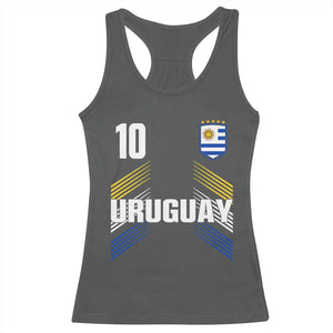 Uruguay Soccer Sports Graphic Number 10 Jersey Style Racerback Tank Top Proud Uruguayan Football Fans Game Day Pride TS02 Dark Heather Print Your Wear