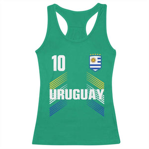 Uruguay Soccer Sports Graphic Number 10 Jersey Style Racerback Tank Top Proud Uruguayan Football Fans Game Day Pride TS02 Irish Green Print Your Wear