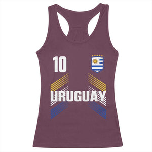 Uruguay Soccer Sports Graphic Number 10 Jersey Style Racerback Tank Top Proud Uruguayan Football Fans Game Day Pride TS02 Maroon Print Your Wear