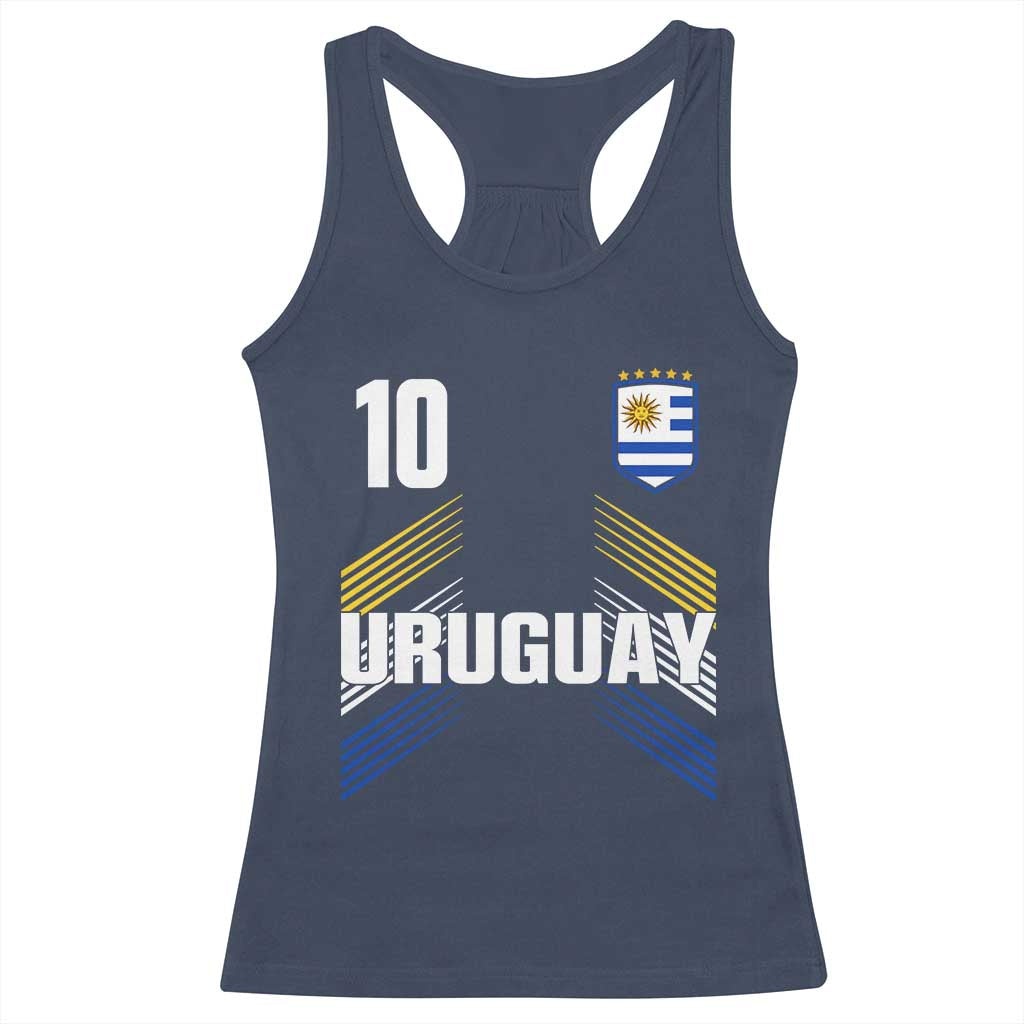 Uruguay Soccer Sports Graphic Number 10 Jersey Style Racerback Tank Top Proud Uruguayan Football Fans Game Day Pride TS02 Navy Print Your Wear