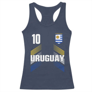Uruguay Soccer Sports Graphic Number 10 Jersey Style Racerback Tank Top Proud Uruguayan Football Fans Game Day Pride TS02 Navy Print Your Wear