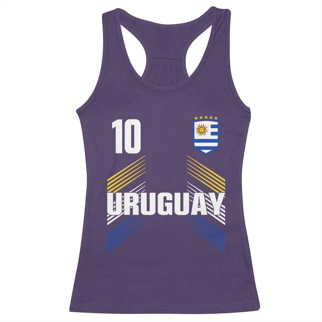 Uruguay Soccer Sports Graphic Number 10 Jersey Style Racerback Tank Top Proud Uruguayan Football Fans Game Day Pride TS02 Purple Print Your Wear