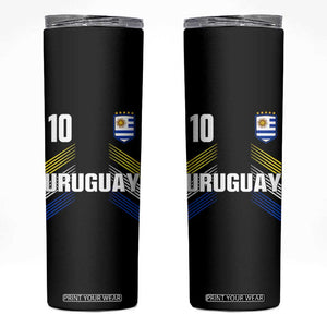 Uruguay Soccer Sports Graphic Number 10 Jersey Style Skinny Tumbler Proud Uruguayan Football Fans Game Day Pride TS02 Black Print Your Wear