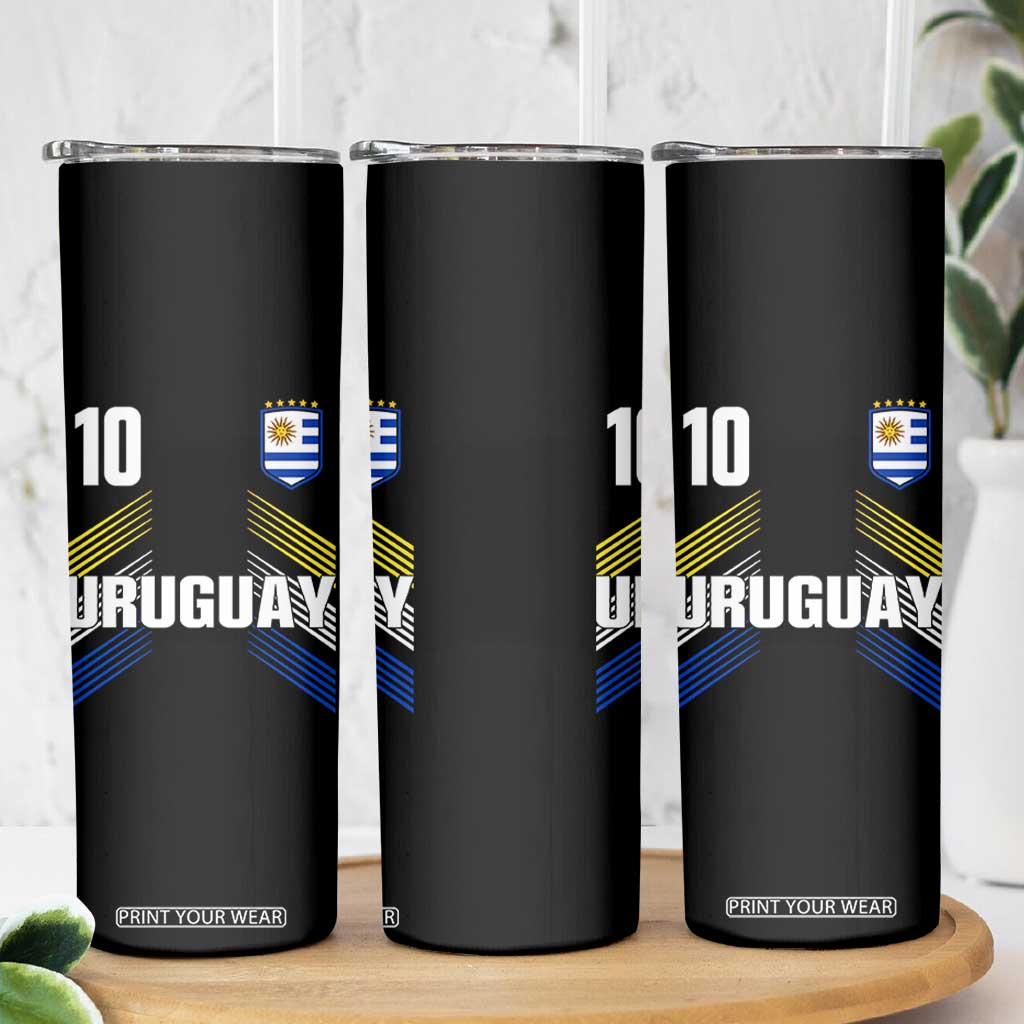 Uruguay Soccer Sports Graphic Number 10 Jersey Style Skinny Tumbler Proud Uruguayan Football Fans Game Day Pride TS02 Print Your Wear