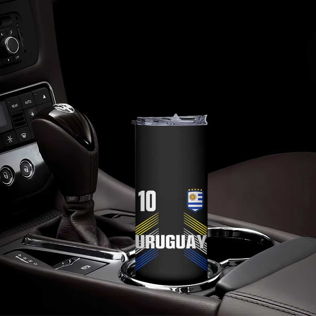 Uruguay Soccer Sports Graphic Number 10 Jersey Style Skinny Tumbler Proud Uruguayan Football Fans Game Day Pride TS02 Print Your Wear