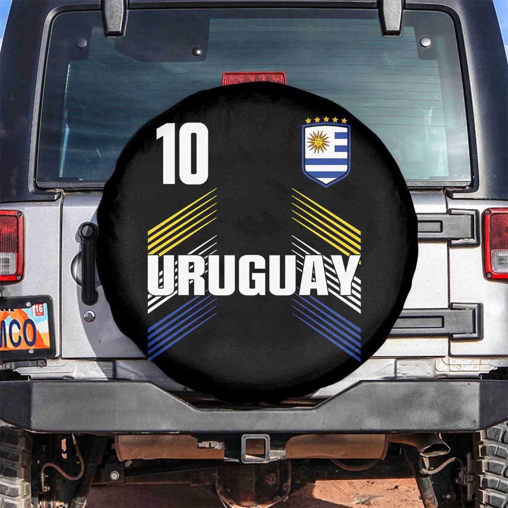 Uruguay Soccer Sports Graphic Number 10 Jersey Style Spare Tire Cover Proud Uruguayan Football Fans Game Day Pride TS02 No hole Black Print Your Wear
