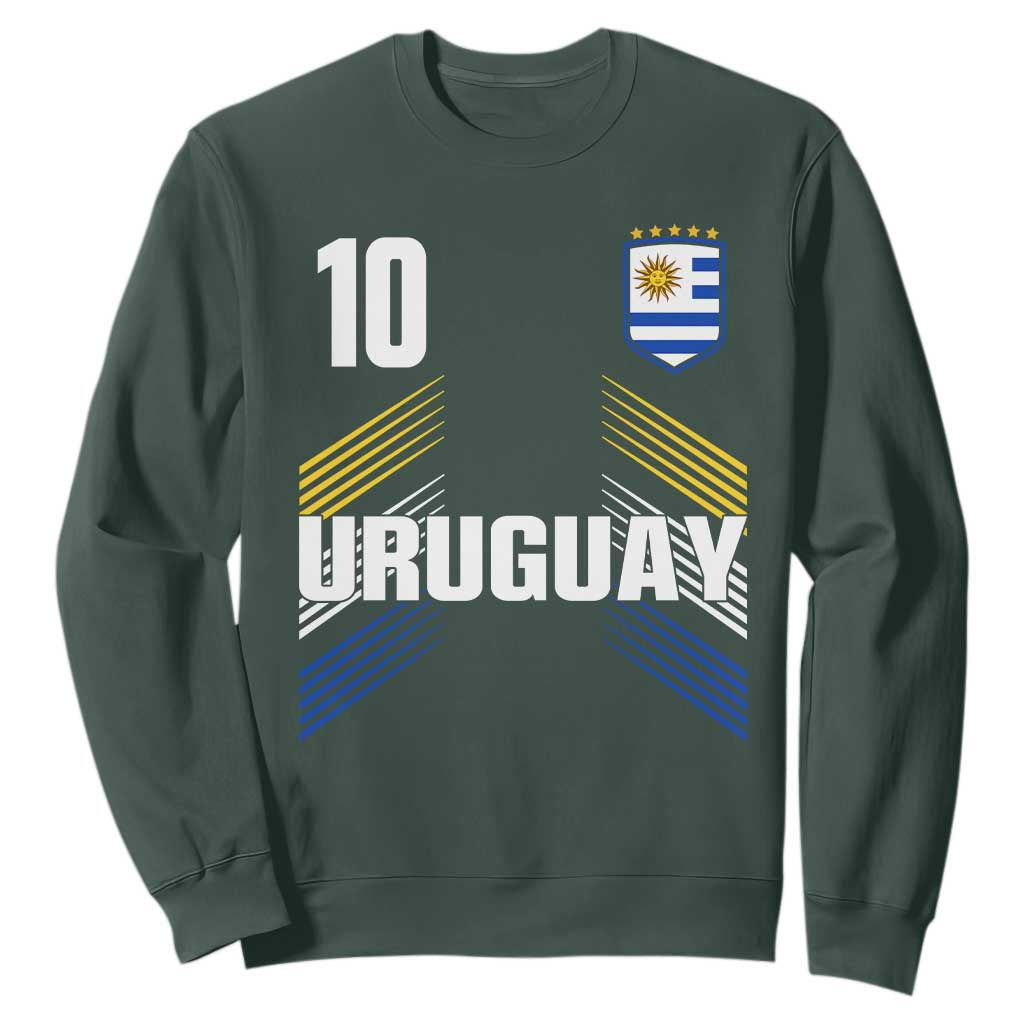 Uruguay Soccer Sports Graphic Number 10 Jersey Style Sweatshirt Proud Uruguayan Football Fans Game Day Pride TS02 Dark Forest Green Print Your Wear