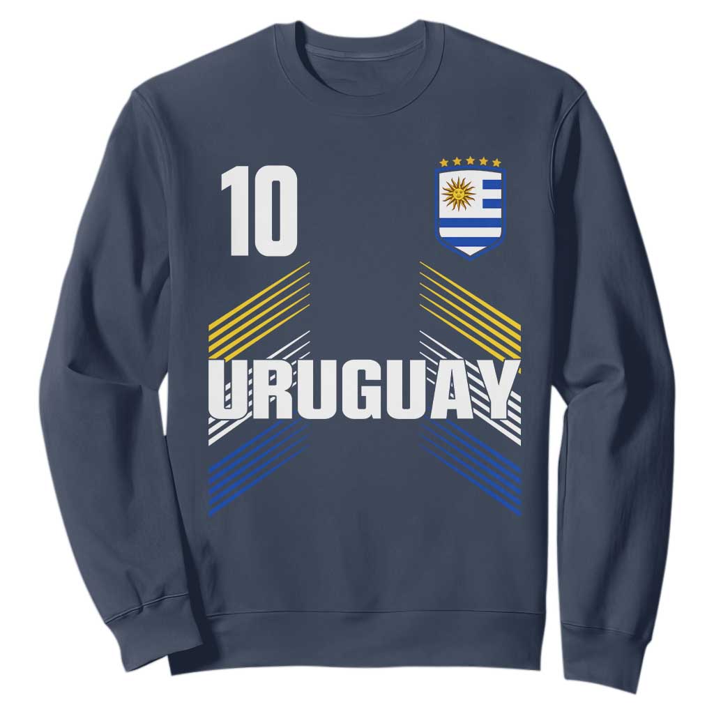 Uruguay Soccer Sports Graphic Number 10 Jersey Style Sweatshirt Proud Uruguayan Football Fans Game Day Pride TS02 Navy Print Your Wear