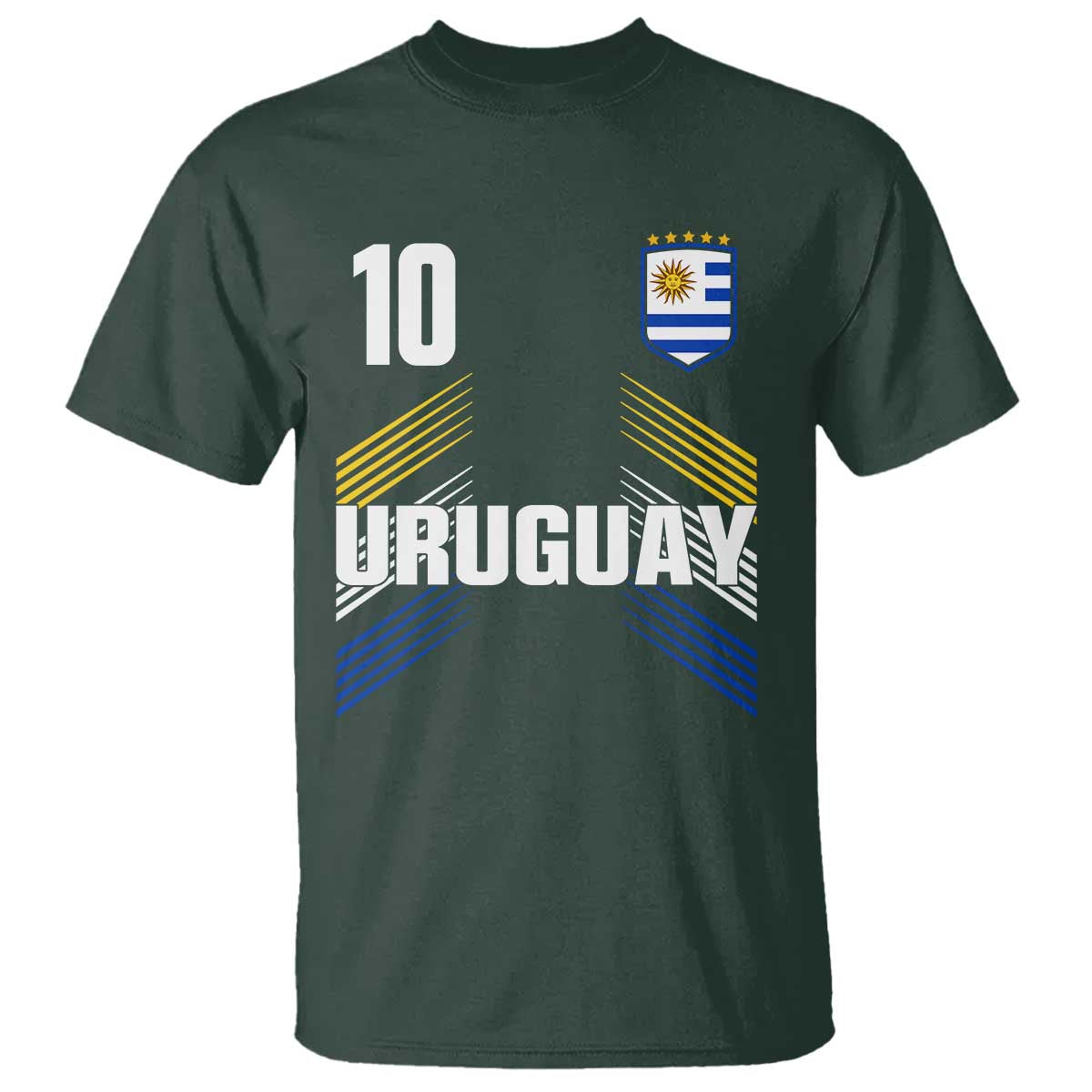 Uruguay Soccer Sports Graphic Number 10 Jersey Style T Shirt Proud Uruguayan Football Fans Game Day Pride TS02 Dark Forest Green Print Your Wear