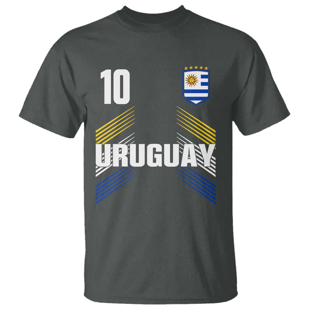 Uruguay Soccer Sports Graphic Number 10 Jersey Style T Shirt Proud Uruguayan Football Fans Game Day Pride TS02 Dark Heather Print Your Wear