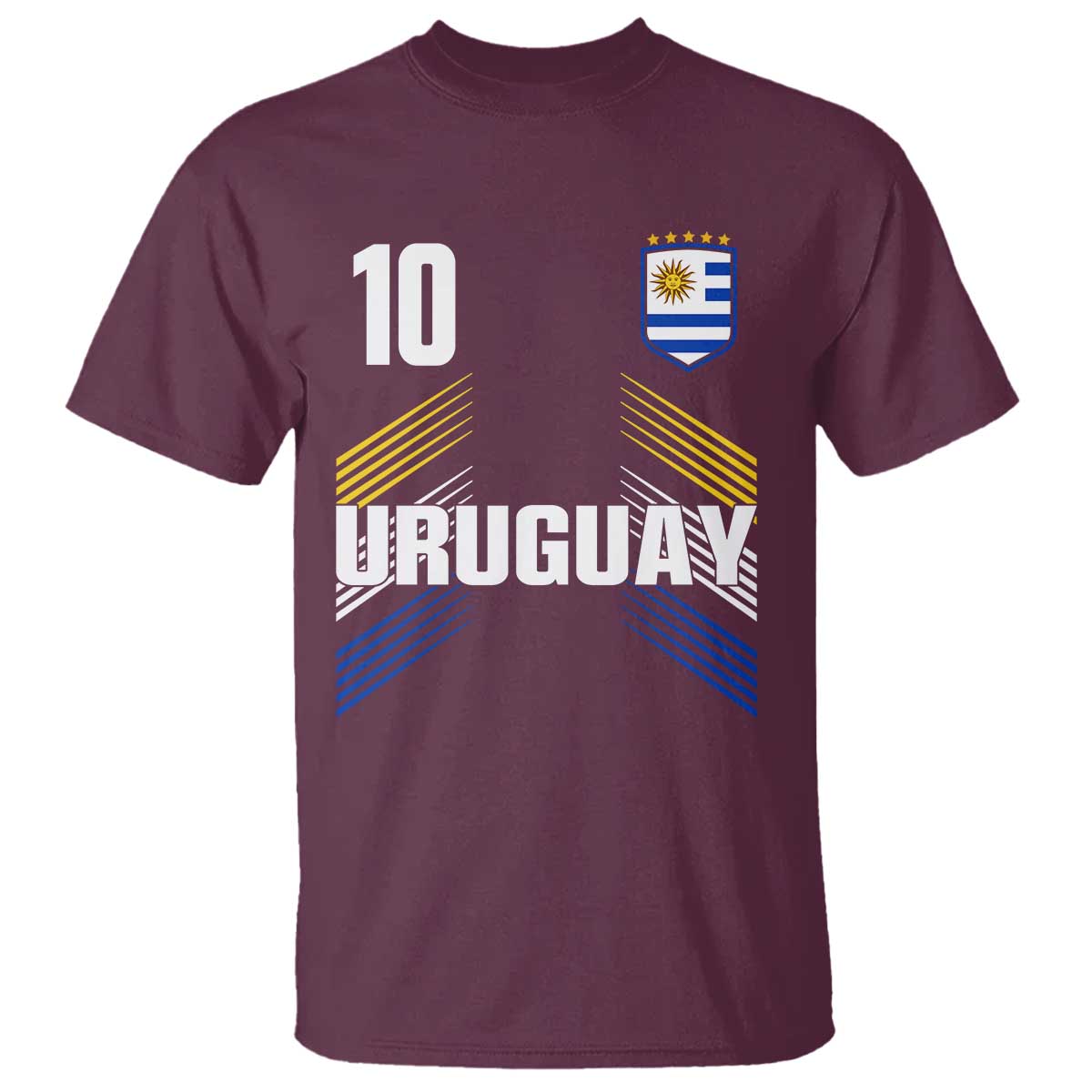 Uruguay Soccer Sports Graphic Number 10 Jersey Style T Shirt Proud Uruguayan Football Fans Game Day Pride TS02 Maroon Print Your Wear