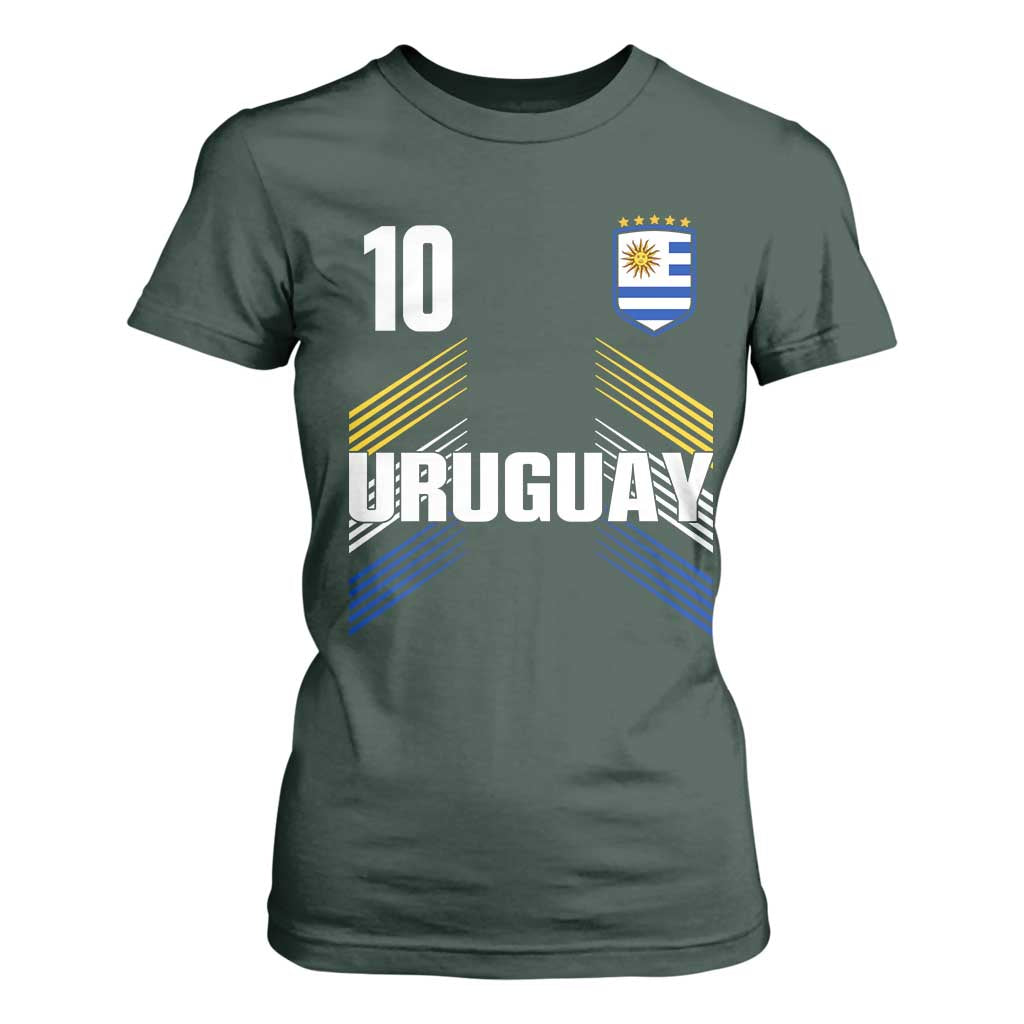 Uruguay Soccer Sports Graphic Number 10 Jersey Style T Shirt For Women Proud Uruguayan Football Fans Game Day Pride TS02 Dark Forest Green Print Your Wear