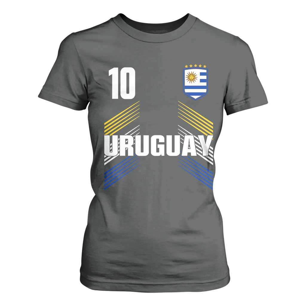 Uruguay Soccer Sports Graphic Number 10 Jersey Style T Shirt For Women Proud Uruguayan Football Fans Game Day Pride TS02 Dark Heather Print Your Wear