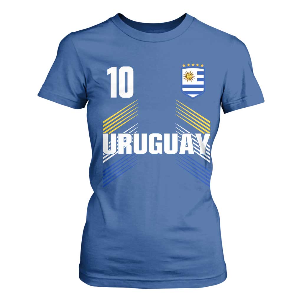 Uruguay Soccer Sports Graphic Number 10 Jersey Style T Shirt For Women Proud Uruguayan Football Fans Game Day Pride TS02 Royal Blue Print Your Wear