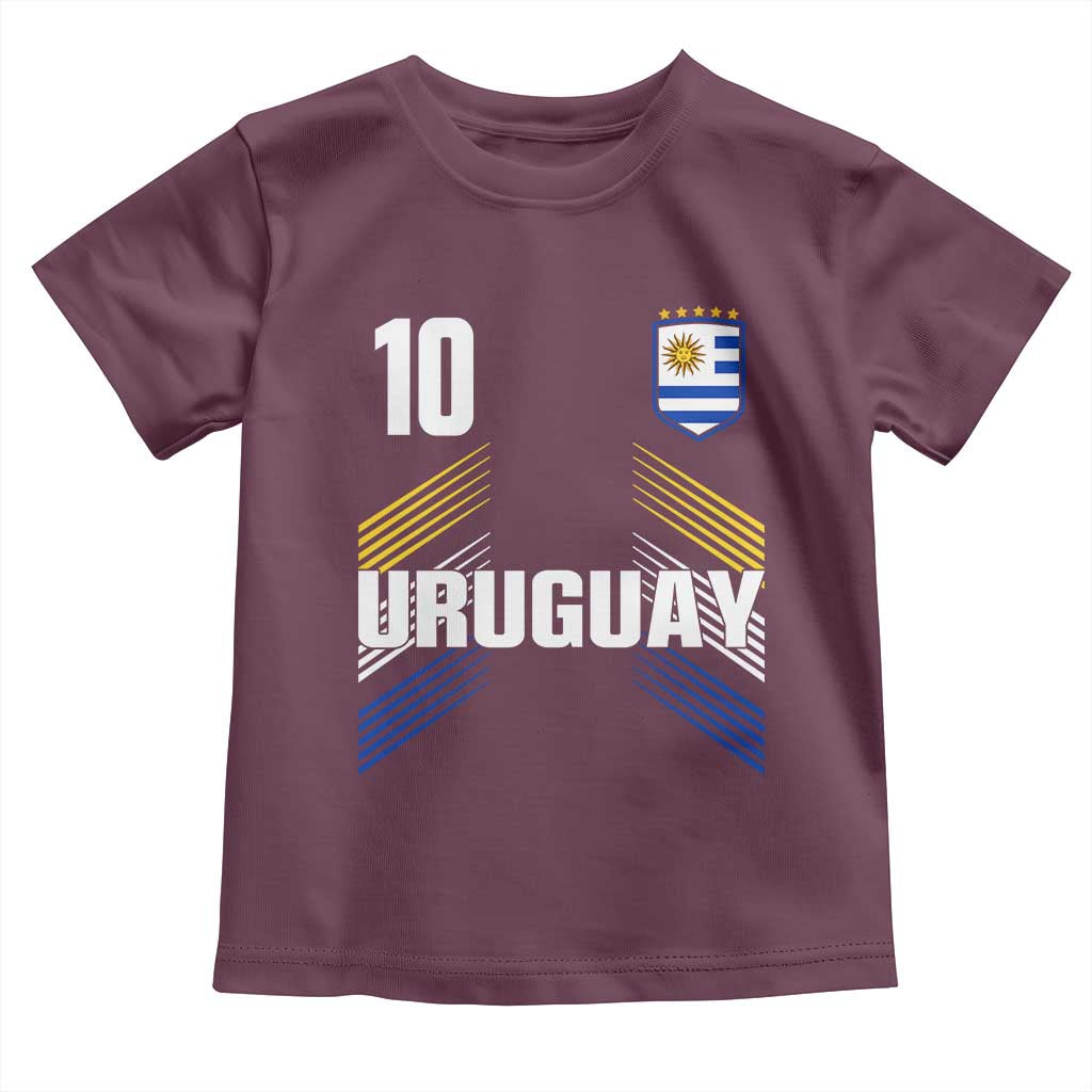 Uruguay Soccer Sports Graphic Number 10 Jersey Style Toddler T Shirt Proud Uruguayan Football Fans Game Day Pride TS02 Maroon Print Your Wear