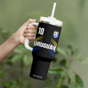 Uruguay Soccer Sports Graphic Number 10 Jersey Style Tumbler With Handle Proud Uruguayan Football Fans Game Day Pride TS02 Print Your Wear