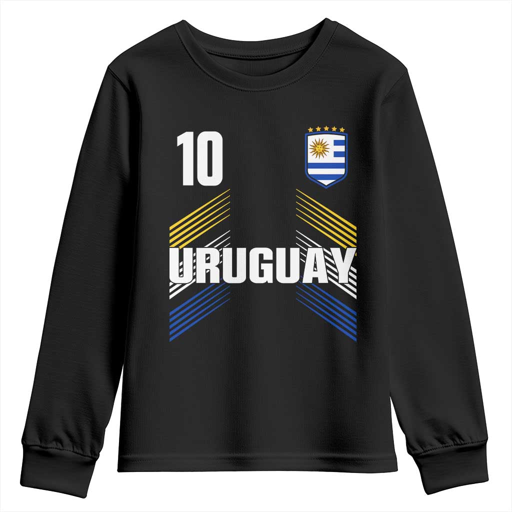 Uruguay Soccer Sports Graphic Number 10 Jersey Style Youth Sweatshirt Proud Uruguayan Football Fans Game Day Pride TS02 Black Print Your Wear
