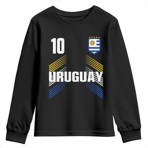Uruguay Soccer Sports Graphic Number 10 Jersey Style Youth Sweatshirt Proud Uruguayan Football Fans Game Day Pride TS02 Black Print Your Wear