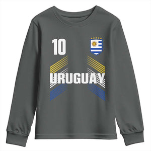 Uruguay Soccer Sports Graphic Number 10 Jersey Style Youth Sweatshirt Proud Uruguayan Football Fans Game Day Pride TS02 Dark Heather Print Your Wear