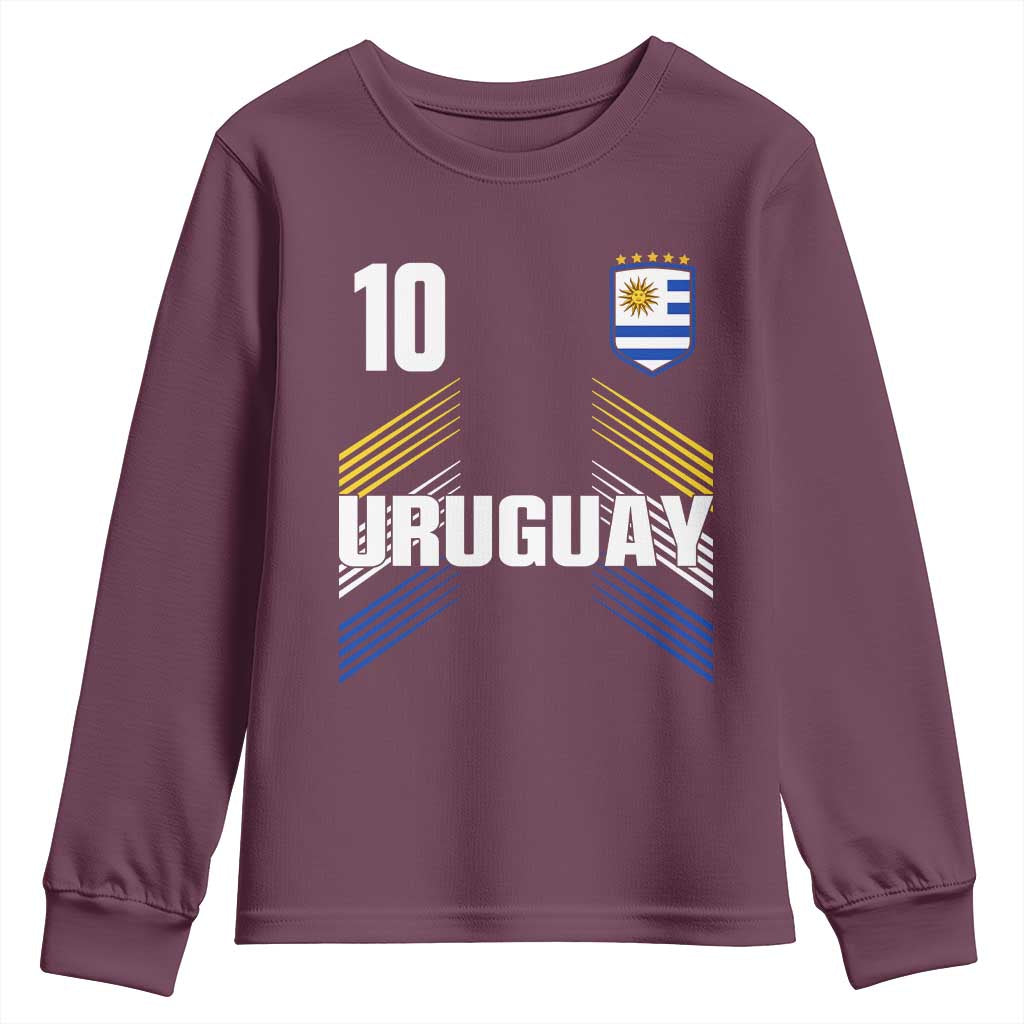 Uruguay Soccer Sports Graphic Number 10 Jersey Style Youth Sweatshirt Proud Uruguayan Football Fans Game Day Pride TS02 Maroon Print Your Wear