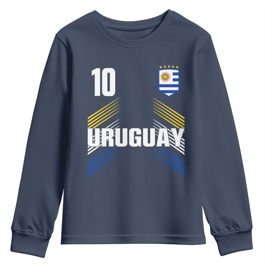 Uruguay Soccer Sports Graphic Number 10 Jersey Style Youth Sweatshirt Proud Uruguayan Football Fans Game Day Pride TS02 Navy Print Your Wear