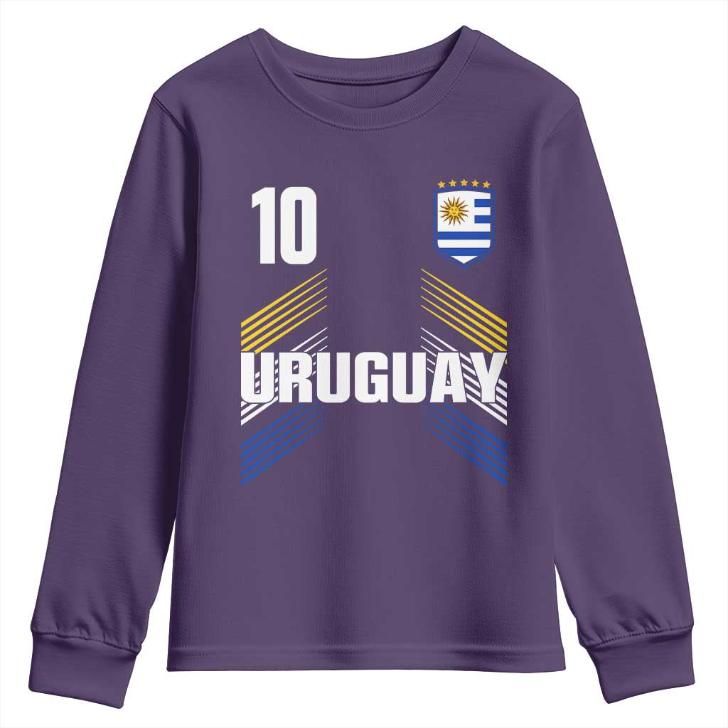 Uruguay Soccer Sports Graphic Number 10 Jersey Style Youth Sweatshirt Proud Uruguayan Football Fans Game Day Pride TS02 Purple Print Your Wear