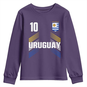 Uruguay Soccer Sports Graphic Number 10 Jersey Style Youth Sweatshirt Proud Uruguayan Football Fans Game Day Pride TS02 Purple Print Your Wear