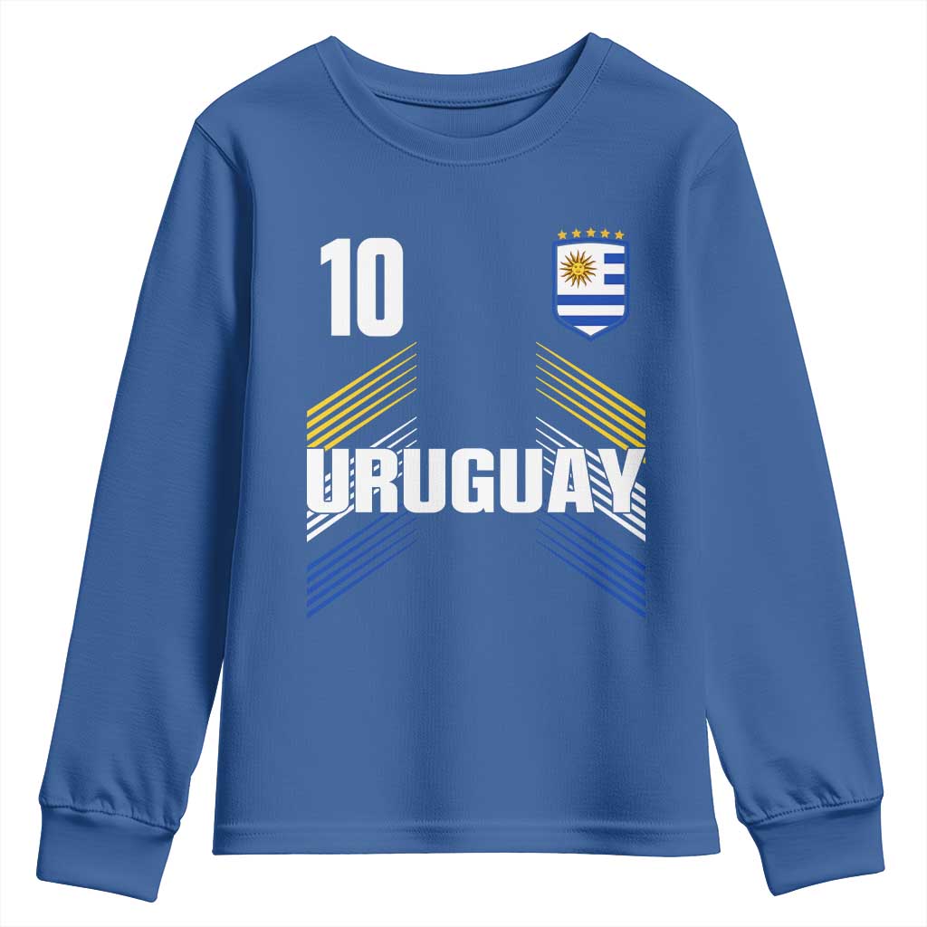 Uruguay Soccer Sports Graphic Number 10 Jersey Style Youth Sweatshirt Proud Uruguayan Football Fans Game Day Pride TS02 Royal Blue Print Your Wear