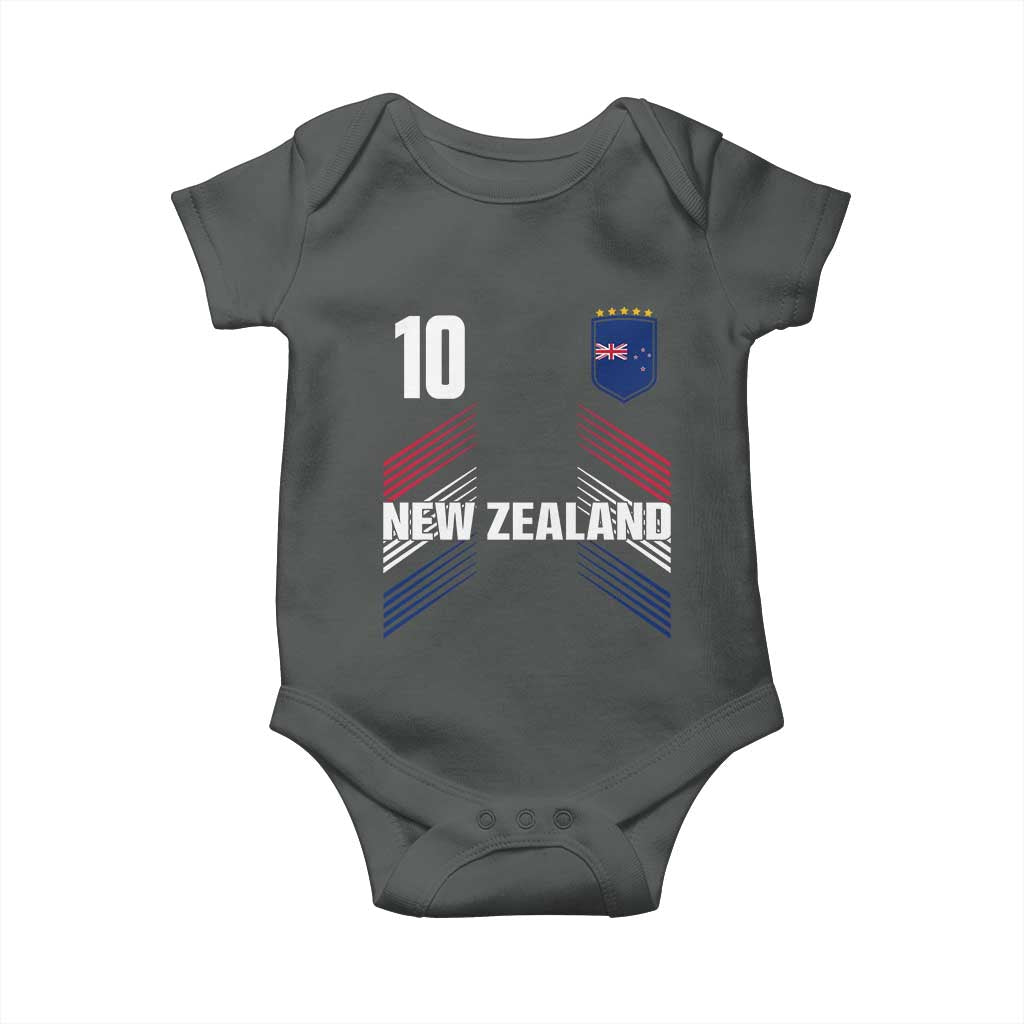 New Zealand Soccer Sports Graphic Number 10 Jersey Style Baby Onesie Proud Kiwis Football Fans Game Day Pride TS02 Dark Heather Print Your Wear