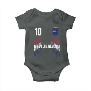 New Zealand Soccer Sports Graphic Number 10 Jersey Style Baby Onesie Proud Kiwis Football Fans Game Day Pride TS02 Dark Heather Print Your Wear